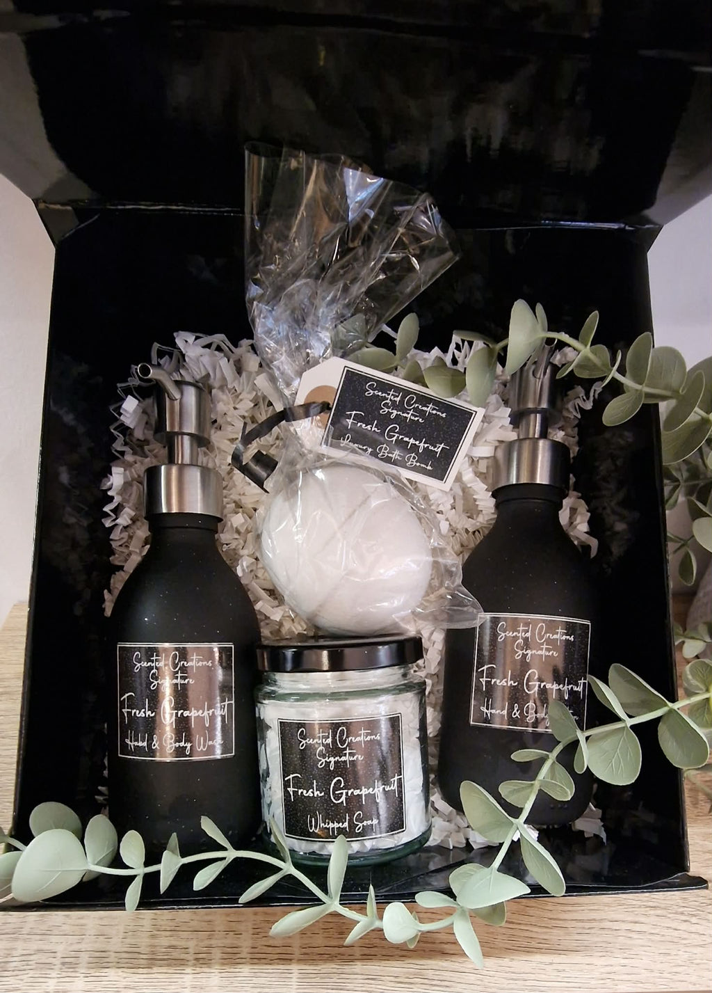 Handwash, Body Lotion, Whipped Soap & Bath Bomb Gift Box - (Signature Range)